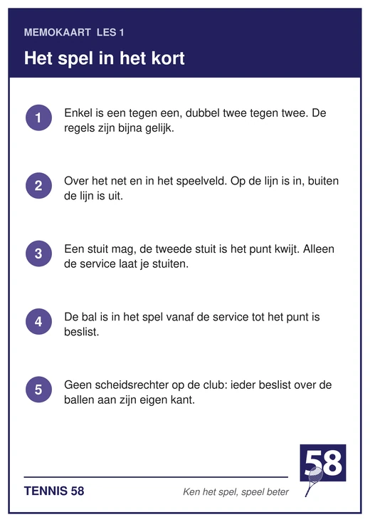 Memokaart van les 1
