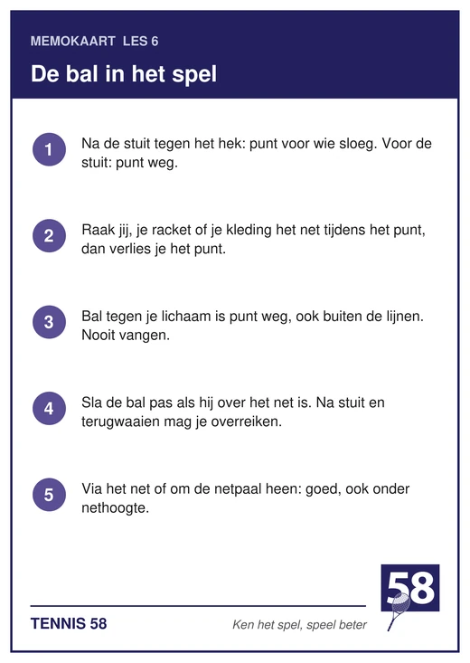 Memokaart van les 6