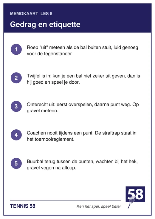 Memokaart van les 8